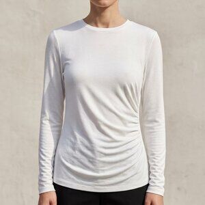Theory Crew Neck Long Sleeve Ruched  Top Size M